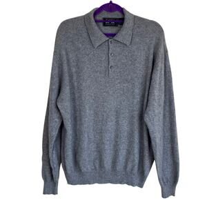 Woods & Gray Sz XL Vintage 100% Cashmere Polo Neck Collared Sweater Relaxed Fit